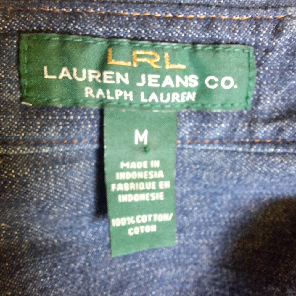 Ralph Lauren LRL Jeans Co. Lightweight Denim Button Up Shirt Elevated Casual EUC - Picture 6 of 6